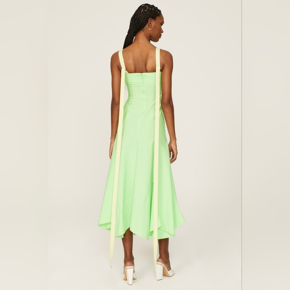 *$750 NEW VICTORIA BECKHAM PISTACHIO POPLIN MIDI DAY DRESS US 10 - Picture 3 of 10